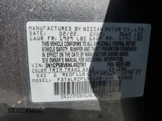 2022 Nissan Kicks S with VIN 3N1CP5BV6NL493761, listed as a Copart auction lot 50304265 with 25,562 mi miles and Salvage Title. Bid and sale history available at carsss.com. Image 16.