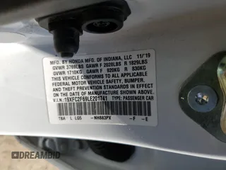 2020 Honda Civic LX z VIN 19XFC2F69LE201741, wystawiony jako Copart lot #49923505 z przebiegiem 57 538 mil mil oraz Szkoda całkowita • Salvage title. Historia ofert i sprzedaży dostępna na DreamBid. Obrazek 15.