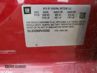 2015 Chevrolet Sonic LT z VIN 1G1JC5SH0F4162992, wystawiony jako Copart lot #53791265 z przebiegiem 76 209 mil mil oraz Szkoda całkowita • Salvage title. Historia ofert i sprzedaży dostępna na DreamBid. Obrazek 13.