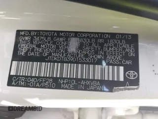 2013 Toyota Prius One z VIN JTDKDTB39D1533017, wystawiony jako IAAI lot #42383282 z przebiegiem 162 435 mil mil oraz . Historia ofert i sprzedaży dostępna na DreamBid. Obrazek 9.