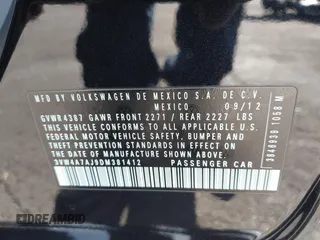 2013 Volkswagen Jetta GLI Autobahn z VIN 3VW4A7AJ9DM381412, wystawiony jako IAAI lot #42378360 z przebiegiem 125 910 mil mil oraz . Historia ofert i sprzedaży dostępna na DreamBid. Obrazek 9.