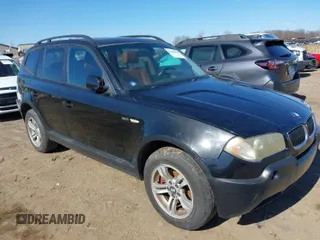 2005 BMW X3 3.0i with VIN WBXPA93495WD22807, listed as a IAAI auction lot 42046635 with 123,486 mi miles. Bid and sale history available at carsss.com. Image 1.
