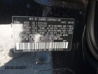 2024 Subaru Ascent Onyx with VIN 4S4WMAHDXR3447065, listed as a IAAI auction lot 41337362 with 7,148 mi miles and . Bid and sale history available at DreamBid. Image 9.