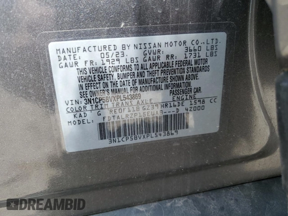 2023 Nissan Kicks S z VIN 3N1CP5BVXPL543869, wystawiony jako Copart lot #56141445 z przebiegiem 18 120 mil mil oraz Szkoda całkowita • Salvage title. Historia ofert i sprzedaży dostępna na DreamBid. Obrazek 13.