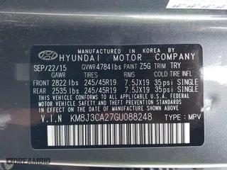 2016 Hyundai Tucson Limited with VIN KM8J3CA27GU088248, listed as a IAAI auction lot 42033882 with 102,112 mi miles. Bid and sale history available at carsss.com. Image 9.