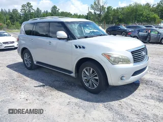 2011 Infiniti QX56 8-passenger with VIN JN8AZ2NC9B9302429, listed as a IAAI auction lot 42751400 with 171,665 mi miles and . Bid and sale history available at DreamBid. Image 1.