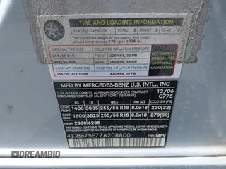 2007 Mercedes-Benz M 500 с VIN 4JGBB75E77A208800, выставлен на аукционе IAAI как лот 42478141 с пробегом 157 840 миль миль и . История ставок и продаж доступна на DreamBid. Изображение 9.