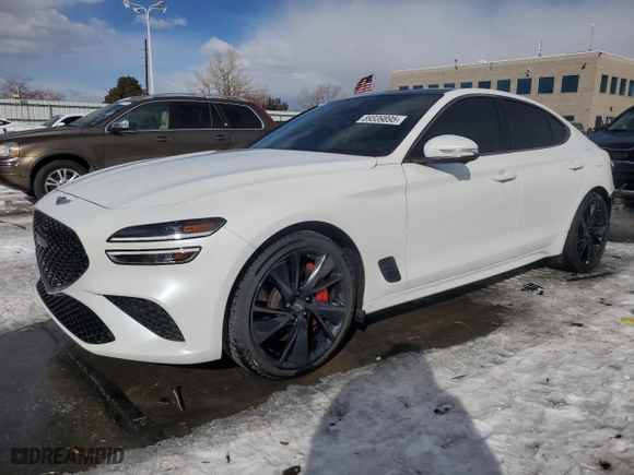 2022 Genesis G70 3.3T with VIN KMTG54TE0NU092761, listed as a Copart auction lot 89339895 with 21,768 mi miles and Salvage Title. Bid and sale history available at carsss.com. Image 1.