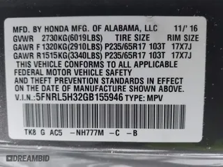 2016 Honda Odyssey SE with VIN 5FNRL5H32GB155946, listed as a IAAI auction lot 41590237 with 140,167 mi miles. Bid and sale history available at carsss.com. Image 9.