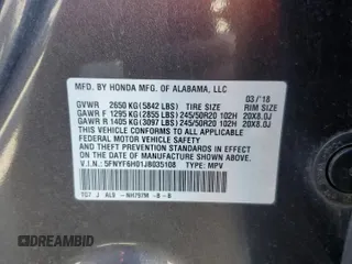 2018 Honda Pilot Elite с VIN 5FNYF6H01JB035108, выставлен на аукционе Copart как лот 56334025 с пробегом 63 898 миль миль и Списание • Salvage title. История ставок и продаж доступна на DreamBid. Изображение 13.