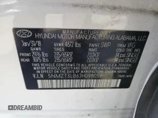 2018 Hyundai Santa Fe 2.4L with VIN 5NMZT3LB6JH098059, listed as a Copart auction lot 66133005 with 62,963 mi miles and Clean title. Bid and sale history available at DreamBid. Image 13.