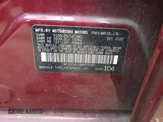 2021 Mitsubishi Mirage G4 ES with VIN ML32FUFJ0MHF03247, listed as a Copart auction lot 45087385 with 77,568 mi miles and Non Repairable. Bid and sale history available at carsss.com. Image 14.