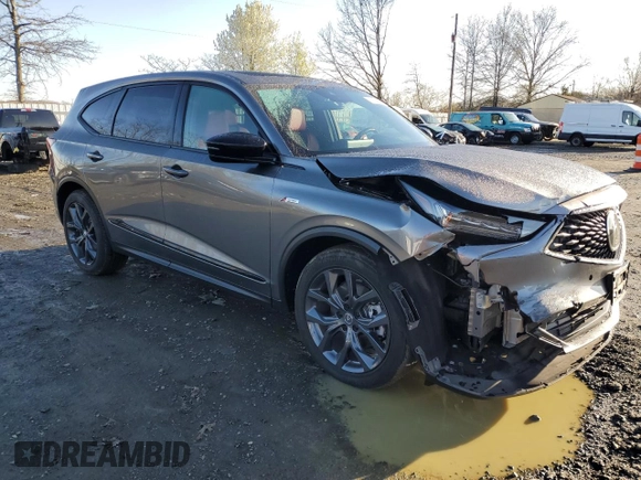 2022 Acura MDX w/A-Spec Package with VIN 5J8YE1H0XNL046182, listed as a Copart auction lot 52185995 with 34,758 mi miles and Salvage title. Bid and sale history available at DreamBid. Image 4.