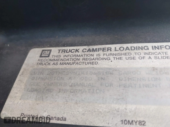 1989 GMC Sierra 1500 with VIN 2GTHC39N1K1566184, listed as a IAAI auction lot 41816485 with 139,556 mi miles and . Bid and sale history available at DreamBid. Image 9.