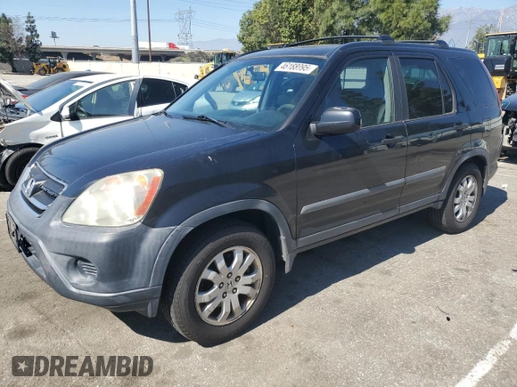 2005 Honda CR-V EX with VIN SHSRD78835U304892, listed as a Copart auction lot 46188995 with 186,054 mi miles and Salvage Title. Bid and sale history available at carsss.com. Image 1.