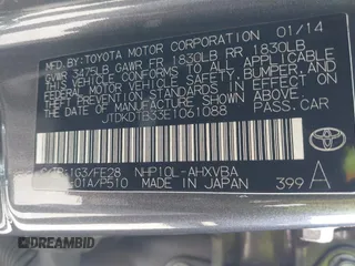 2014 Toyota Prius One with VIN JTDKDTB33E1061088, listed as a IAAI auction lot 42040762 with 206,735 mi miles and . Bid and sale history available at DreamBid. Image 9.