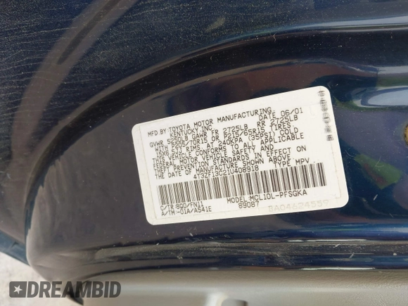 2001 Toyota Sienna LE с VIN 4T3ZF13C21U408918, выставлен на аукционе IAAI как лот 42460733 с пробегом 95 500 миль миль и . История ставок и продаж доступна на DreamBid. Изображение 9.