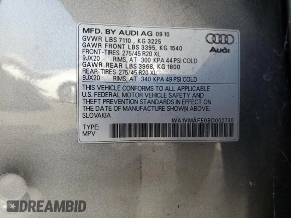 2011 Audi Q7 3.0L TDI Prestige with VIN WA1VMAFE0BD002730, listed as a Copart auction lot 53612624 with 143,099 mi miles and Salvage Title. Bid and sale history available at carsss.com. Image 15.