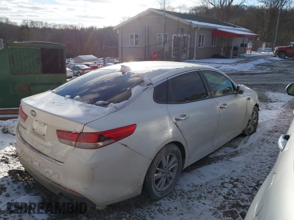 2016 Kia Optima LX with VIN KNAGT4L30G5117378, listed as a IAAI auction lot 41283349 with 107,095 mi miles. Bid and sale history available at carsss.com. Image 4.