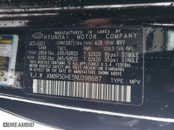 2022 Hyundai Palisade Limited with VIN KM8R5DHE5NU398687, listed as a Copart auction lot 79869834 with 17,605 mi miles and Salvage Title. Bid and sale history available at carsss.com. Image 15.