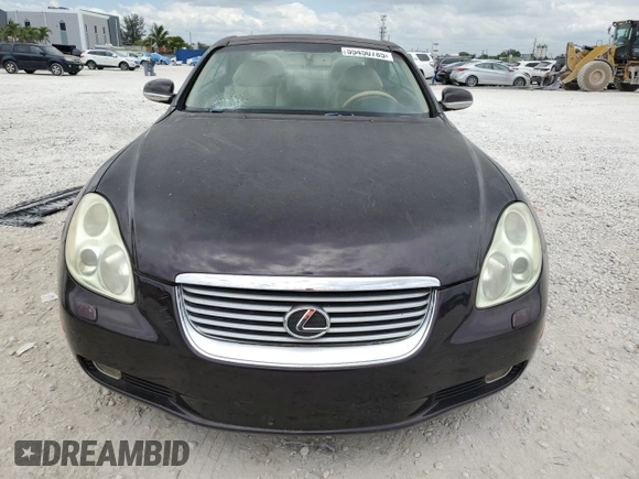 2002 Lexus SC 430 with VIN JTHFN48Y720002987, listed as a Copart auction lot 55450785 with 91,164 mi miles and Salvage title. Bid and sale history available at DreamBid. Image 5.