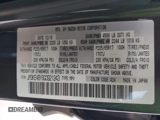 2016 Mazda CX-5 Sport with VIN JM3KE4BY8G0921243, listed as a IAAI auction lot 42102663 with 111,960 mi miles and . Bid and sale history available at DreamBid. Image 9.