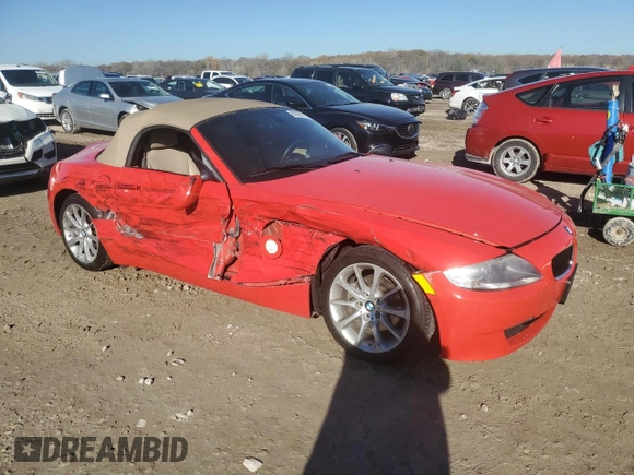 2007 BMW Z4 3.0i with VIN 4USBU33517LW72285, listed as a Copart auction lot 80830714 with 77,942 mi miles and Salvage Title. Bid and sale history available at carsss.com. Image 4.