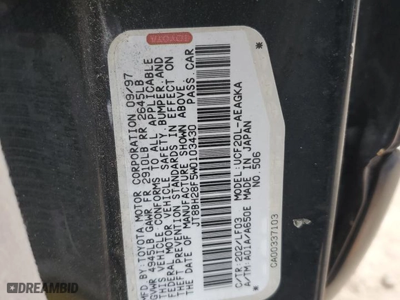 1998 Lexus LS 400 Luxury Sdn with VIN JT8BH28F5W0103430, listed as a Copart auction lot 45481815 with 221,187 mi miles and Salvage Title. Bid and sale history available at carsss.com. Image 12.