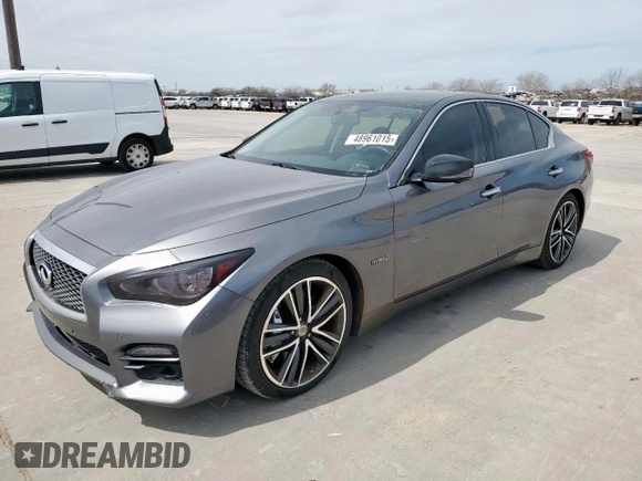 2014 Infiniti Q50 Hybrid Sport with VIN JN1AV7AP7EM691184, listed as a Copart auction lot 48961015 with 124,972 mi miles and Clean Title. Bid and sale history available at carsss.com. Image 1.