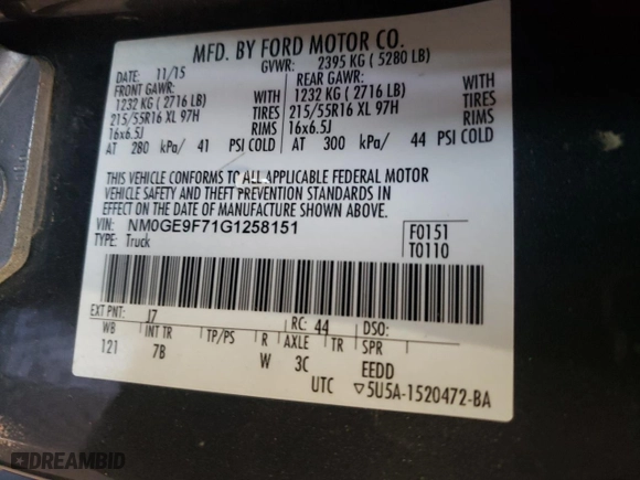 2016 Ford Transit Connect Wagon XLT with VIN NM0GE9F71G1258151, listed as a Copart auction lot 47366715 with 101,653 mi miles and Clean Title. Bid and sale history available at carsss.com. Image 13.