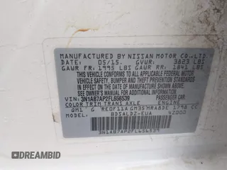 2015 Nissan Sentra SR with VIN 3N1AB7AP2FL656539, listed as a IAAI auction lot 41909271 with 204,580 mi miles and . Bid and sale history available at DreamBid. Image 9.