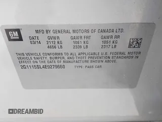 2014 Chevrolet Impala LT with VIN 2G1115SL4E9279660, listed as a IAAI auction lot 42675495 with 159,215 mi miles and . Bid and sale history available at DreamBid. Image 9.