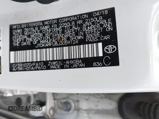 2018 Toyota Prius Two with VIN JTDKARFU8J3059124, listed as a IAAI auction lot 41709364 with 79,982 mi miles. Bid and sale history available at carsss.com. Image 9.