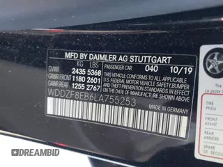 2020 Mercedes-Benz E-Class E 350 with VIN WDDZF8EB6LA755253, listed as a IAAI auction lot 41279643 with 42,780 mi miles. Bid and sale history available at carsss.com. Image 9.