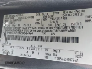 2014 Ford Escape SE with VIN 1FMCU9GX7EUD84797, listed as a IAAI auction lot 41430559 with 157,533 mi miles. Bid and sale history available at carsss.com. Image 9.