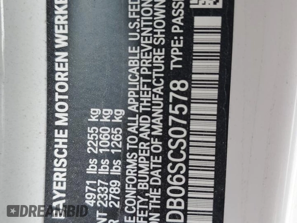 2025 BMW 4 Series 430i with VIN WBA33DB06SCS07578, listed as a Copart auction lot 43114995 with 5,169 mi miles and Salvage title. Bid and sale history available at DreamBid. Image 14.