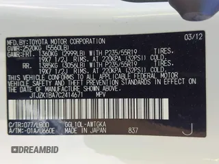 2012 Lexus RX 350 с VIN JTJZK1BA7C2414671, выставлен на аукционе IAAI как лот 42612613 с пробегом 115 710 миль миль и . История ставок и продаж доступна на DreamBid. Изображение 9.