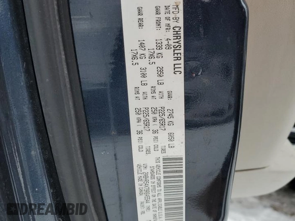 2009 Chrysler Town & Country Touring with VIN 2A8HR54X79R645544, listed as a Copart auction lot 44795395 with 132,044 mi miles and Salvage Title. Bid and sale history available at DreamBid. Image 12.
