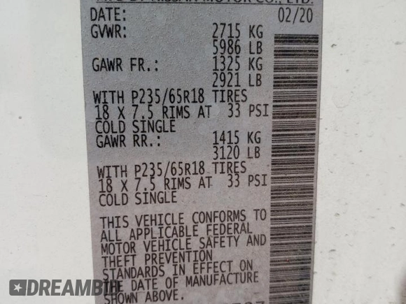 2020 Nissan Pathfinder SV with VIN 5N1DR2BM2LC606787, listed as a Copart auction lot 48697615 with 46,949 mi miles and Salvage title. Bid and sale history available at DreamBid. Image 15.