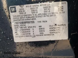 2015 GMC Sierra 2500HD available WiFi Denali with VIN 1GT120E89FF667555, listed as a Copart auction lot 43565795 with 196,759 mi miles and Salvage Title. Bid and sale history available at carsss.com. Image 12.