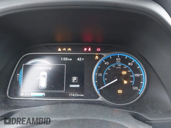 2023 Nissan LEAF S with VIN 1N4AZ1BV7PC551730, listed as a IAAI auction lot 41592504 with 17,423 mi miles and . Bid and sale history available at DreamBid. Image 7.