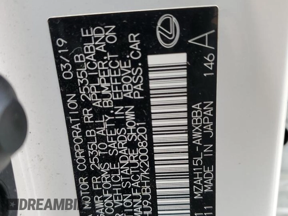 2019 Lexus UX 250h с VIN JTHU9JBH7K2008201, выставлен на аукционе Copart как лот 52631115 с пробегом 37 395 миль миль и Списание • Salvage title. История ставок и продаж доступна на DreamBid. Изображение 13.