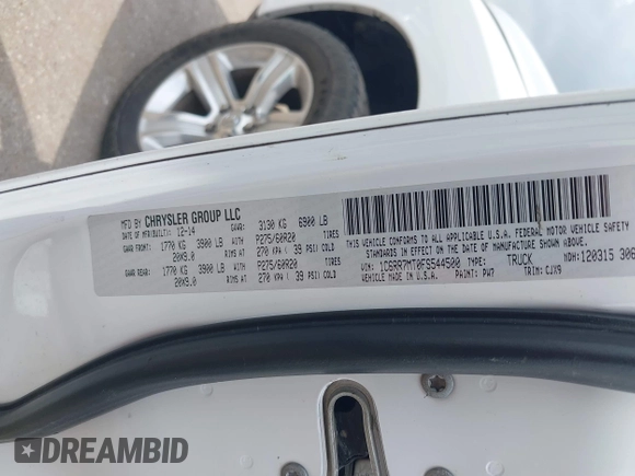 2015 Ram 1500 Sport with VIN 1C6RR7MT0FS544500, listed as a IAAI auction lot 42433797 with 184,806 mi miles and . Bid and sale history available at DreamBid. Image 9.