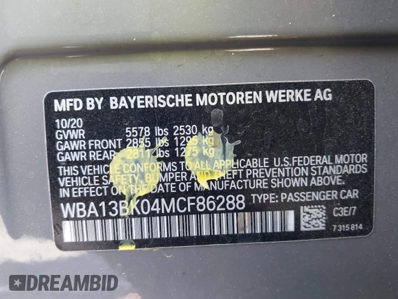 2021 BMW 5 Series M550i xDrive z VIN WBA13BK04MCF86288, wystawiony jako IAAI lot #41949946 z przebiegiem 40 944 mil mil oraz . Historia ofert i sprzedaży dostępna na DreamBid. Obrazek 9.