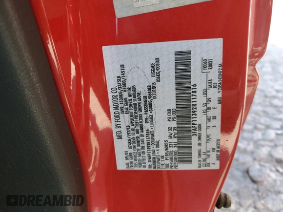 2002 Ford Escort ZX2 Standard with VIN 3FAFP11392R117816, listed as a Copart auction lot 52176935 with 108,127 mi miles and Salvage title. Bid and sale history available at DreamBid. Image 12.