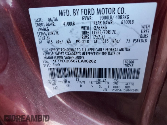 2007 Ford Super Duty F-250 XL with VIN 1FTNX20567EA06262, listed as a Copart auction lot 80121844 with 113,572 mi miles and Clean Title. Bid and sale history available at carsss.com. Image 12.