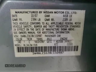 2008 Nissan Altima 3.5 SE with VIN 1N4BL21E28C150987, listed as a Copart auction lot 48002375 with 191,246 mi miles and Salvage Title. Bid and sale history available at carsss.com. Image 14.