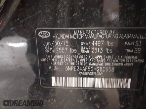 2016 Hyundai Sonata SE z VIN 5NPE24AF5GH260658, wystawiony jako IAAI lot #41884896 z przebiegiem 127 645 mil mil oraz . Historia ofert i sprzedaży dostępna na DreamBid. Obrazek 9.