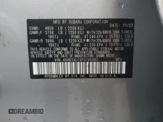 2023 Subaru Outback Onyx z VIN 4S4BTALC5P3145082, wystawiony jako Copart lot #57427295 z przebiegiem 65 667 mil mil oraz Szkoda całkowita • Salvage title. Historia ofert i sprzedaży dostępna na DreamBid. Obrazek 12.