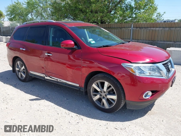 2015 Nissan Pathfinder Platinum z VIN 5N1AR2MM1FC707940, wystawiony jako IAAI lot #42281066 z przebiegiem 109 392 mil mil oraz . Historia ofert i sprzedaży dostępna na DreamBid. Obrazek 1.